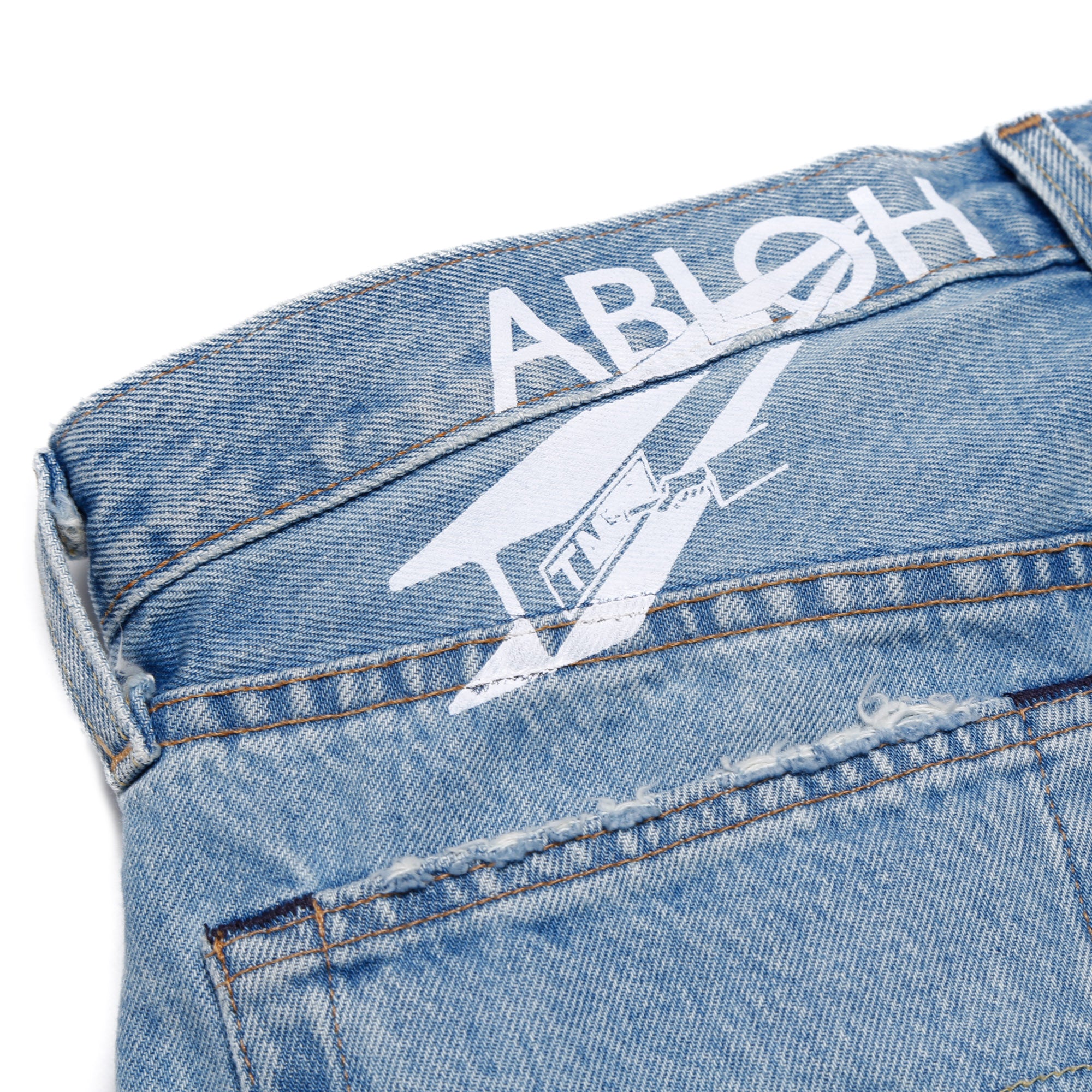 DENIM TEARS x VIRGIL ABLOH “MESSAGE IN A TEAR” EMBROIDERED JEANS 